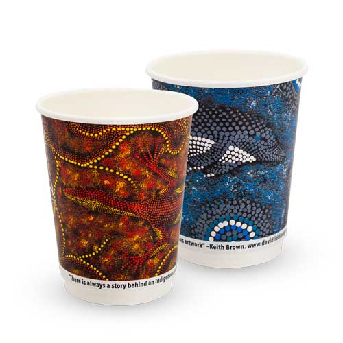 12oz Indigenous Collection Coffee Cups Double Wall 86.5mm