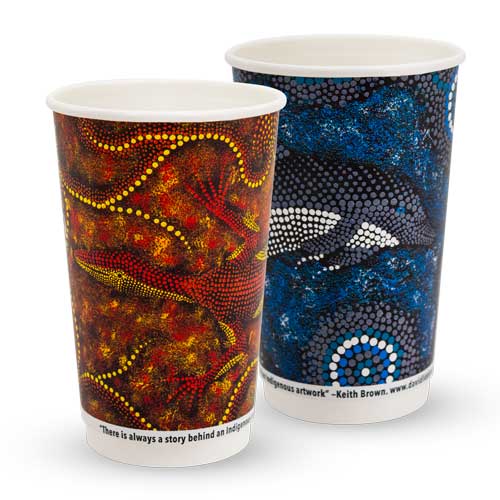 16oz Indigenous Collection Coffee Cups Double Wall 86.5mm