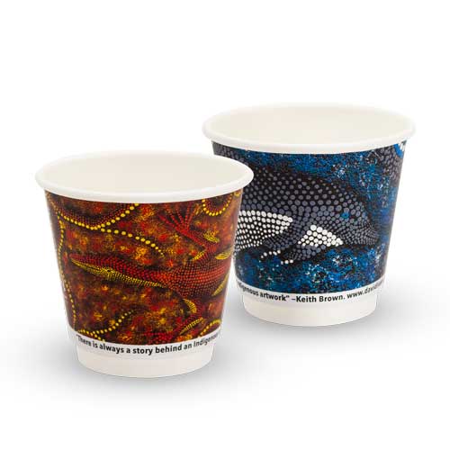 8oz Indigenous Collection Coffee Cups Double Wall 86.5mm