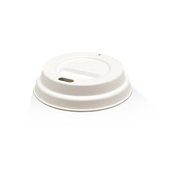 Bagasse Pulp Lid 80mm White - To Suit 6oz Cups
