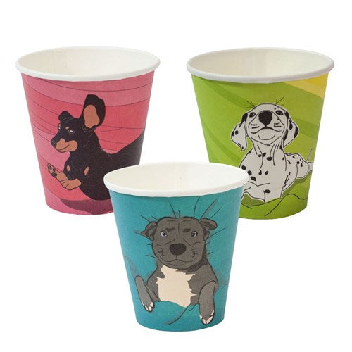Dog Series 8oz Paper Coffee Cup Biodegradable & Compostable Aqueous Lined Single Wall