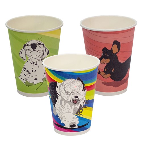 Dog Series 12oz Paper Coffee Cup Biodegradable & Compostable Aqueous Lined Single Wall