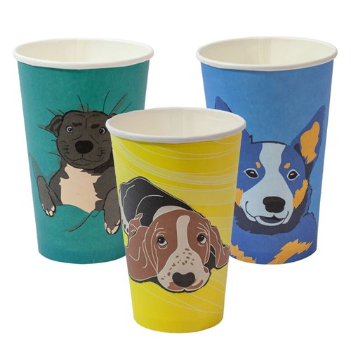 Dog Series 16oz Paper Coffee Cup Biodegradable & Compostable Aqueous Lined Single Wall
