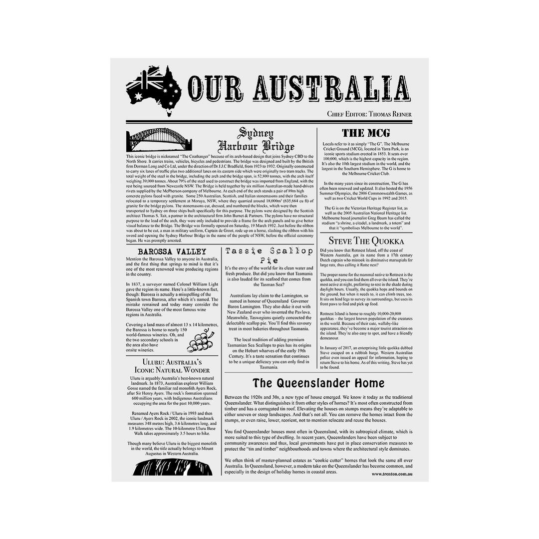 Greaseproof "Our Australia" news print