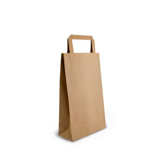 Brown Flat Handle Paper Bags 160 × 265 x 70 mm