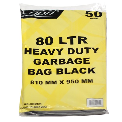 GARBAGE BAGS FLAT PACK HEAVY DUTY BLACK 75- 80 LITRES 75- 80 LITRES