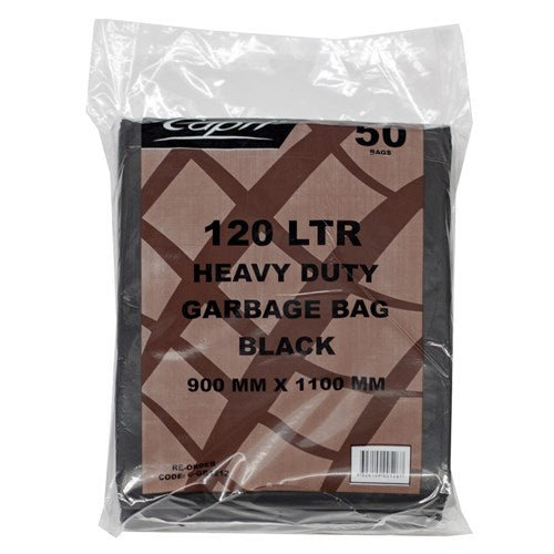 GARBAGE BAGS FLAT PACK HEAVY DUTY BLACK 120 LITRES 120 LITRES