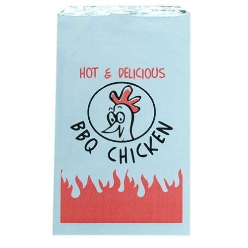 PAPER BAG FOIL LINED CHICKEN PRINTED MULTI COLOUR 300X180X45MM