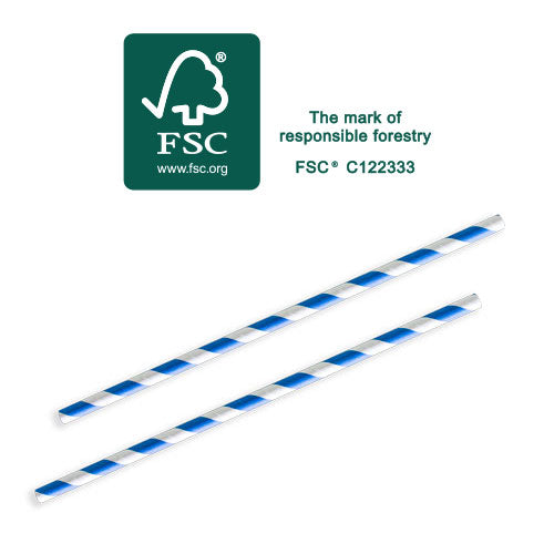 Paper Straw Blue Stripe 6 X 197mm
