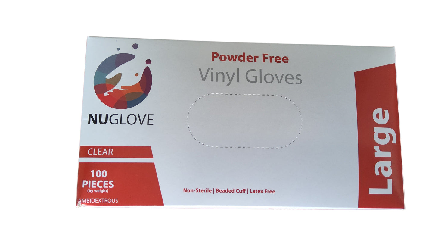 Nu Glove Large Gloves Vinyl Powder Free Clear
