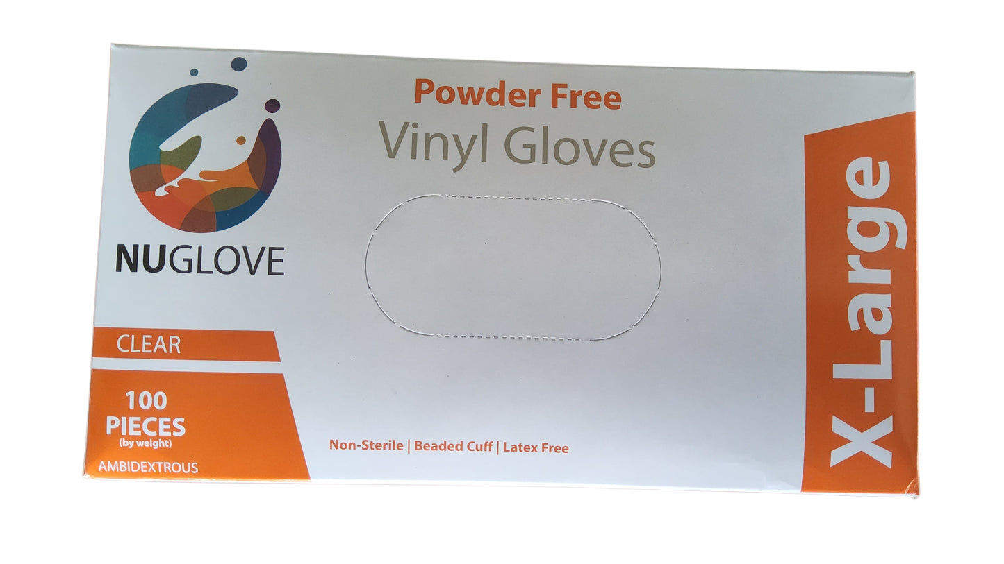 Nu Glove Extra Large Gloves Vinyl Powder Free Clear
