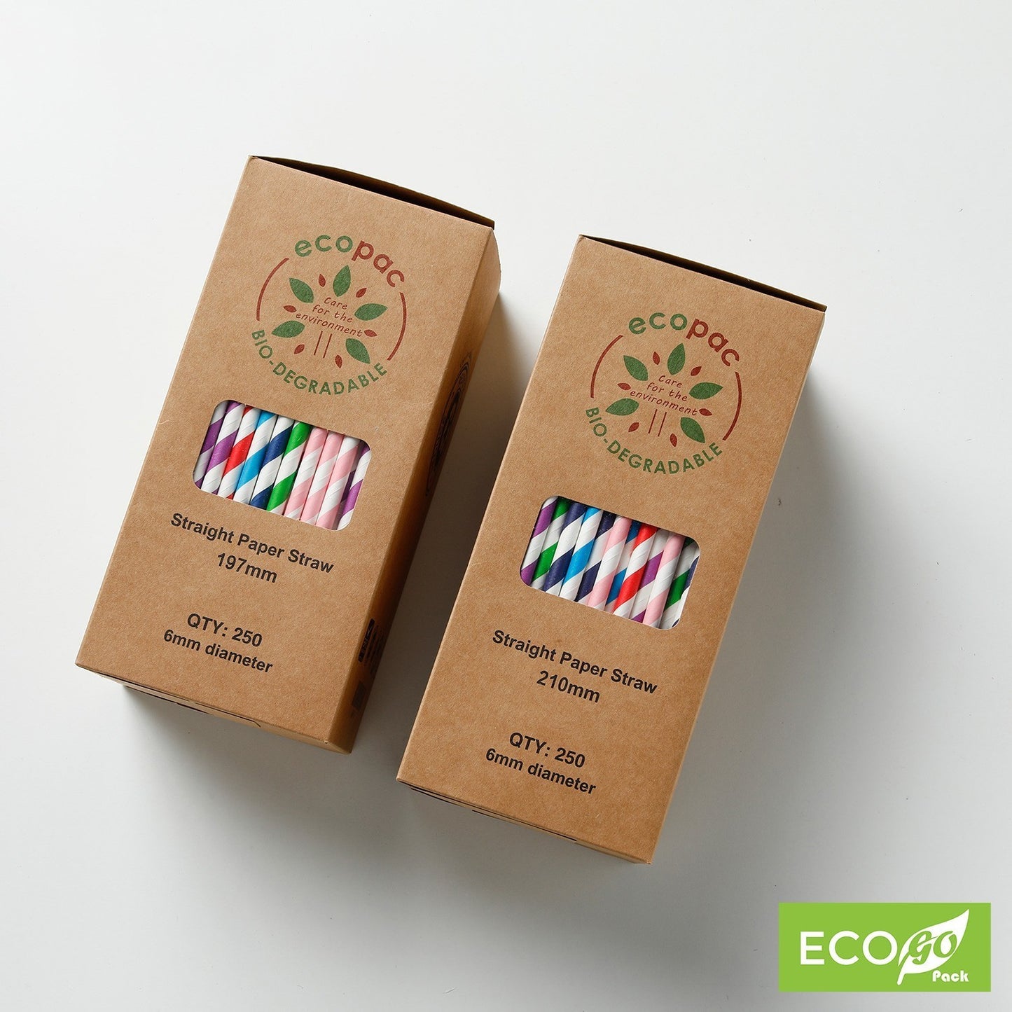 Paper Straw Striped Assorted Colours 6x197mm