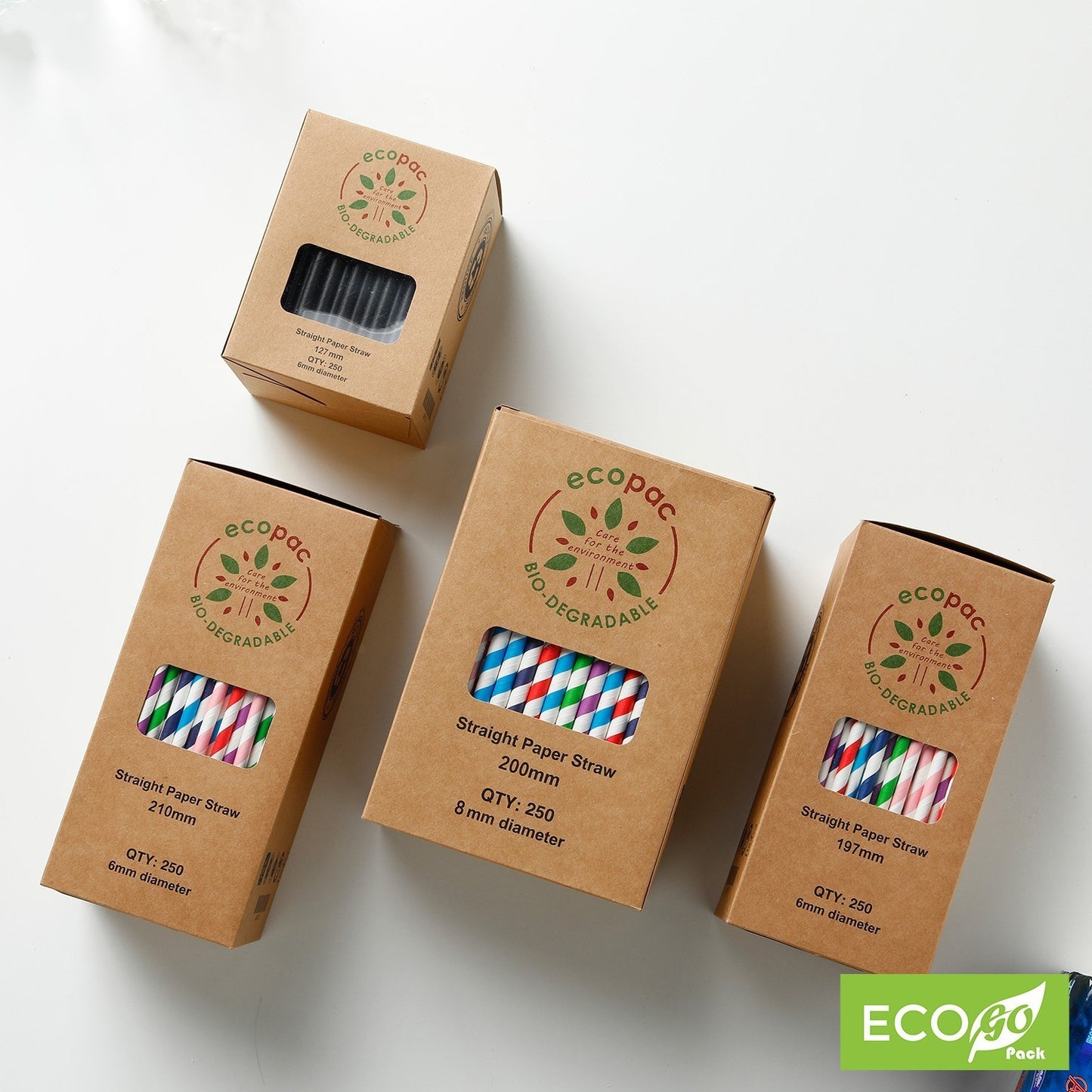 Jumbo Straw 8x210mm Striped Assorted Colours