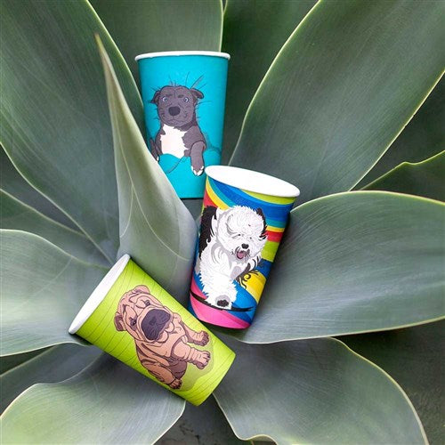 Dog Series 16oz Paper Coffee Cup Biodegradable & Compostable Aqueous Lined Single Wall