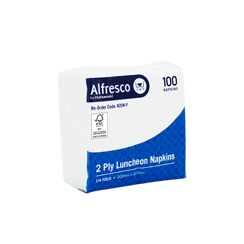 2 Ply White Luncheon Napkin 1/4 Fold