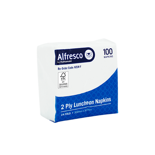 2 Ply White Luncheon Napkin 1/4 Fold