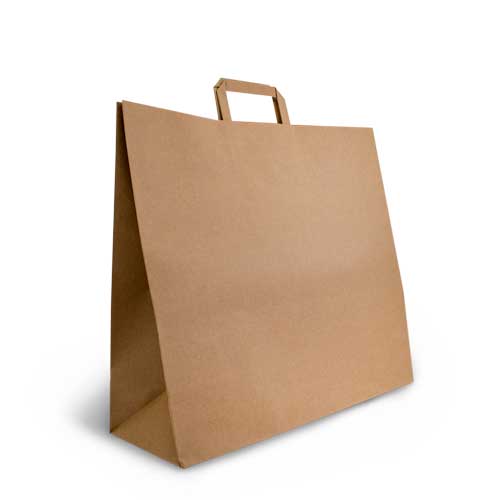 Heavy Duty Brown Kraft Flat Handle Bags 450 × 400 × 150 mm